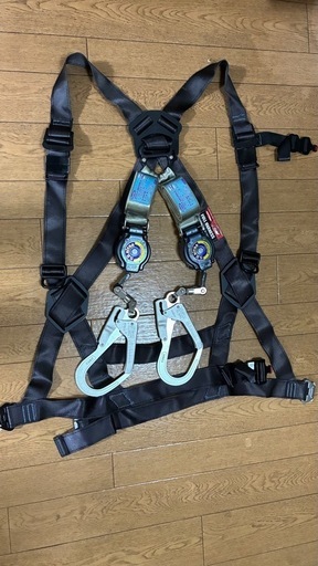 藤井電工 ツヨロン フルハーネス ランヤード セット [ 黒影ハーネス + 巻取式 ] Lサイズ