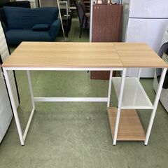 【リサイクルショップ ピカソ 小松原】🌿木目×ホワイトが爽やか！椅子付きワークデスクセット🌟★9365★の画像