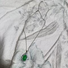 j→→→m43-5/天然グリーンアベンチュリンラウンドパヴェペンダントネックレスの画像