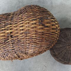 籐籠２つセット 籐かご 籐のバスケットの画像