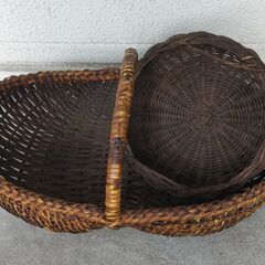 籐籠２つセット 籐かご 籐のバスケットの画像