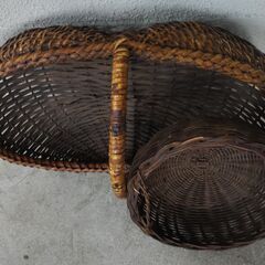 籐籠２つセット 籐かご 籐のバスケットの画像