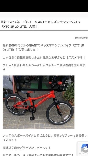 GIANT 自転車　20インチ　マウンテンバイク　赤