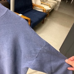 K2504-053 配送不可 GLOBAL WORK ハイネックニット ネイビー サイドスリット サイズ:Ｌ 毛玉ほつれ有りの画像