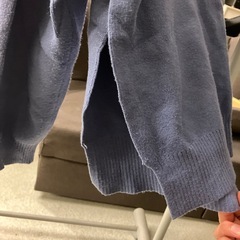 K2504-053 配送不可 GLOBAL WORK ハイネックニット ネイビー サイドスリット サイズ:Ｌ 毛玉ほつれ有りの画像