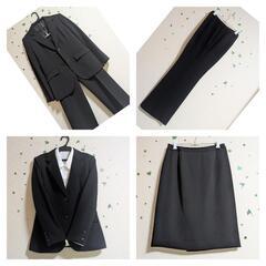 【美品】レディーススーツ3点セット(ジャケット＋パンツ＋タイトスカート)　ブラックスーツ　11号の画像