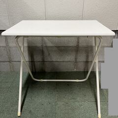 NITORI ニトリ 木製 折りたたみテーブル 作業台 パソコンテーブル ホワイト 幅70cm×奥行46cm×高さ67cm の画像