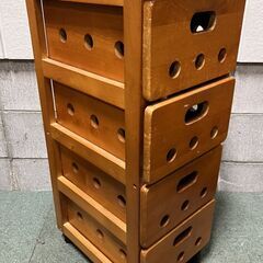 木製 収納棚 調味料入れ キッチンラック キャスター付 小物収納 幅30cm×奥行40cm×高さ81cmの画像