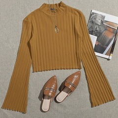 SHEIN リブ編み　ハイネッククロップドトップス　ミニ丈　シーインの画像