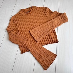 SHEIN リブ編み　ハイネッククロップドトップス　ミニ丈　シーインの画像