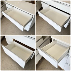 ②【美品‼️】定価37,990円♪ 現行モデル ニトリ 120cm幅キッチンカウンター(キュリー2) 食器棚 収納家具 鏡面仕上げホワイト♪の画像