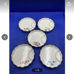 青い花柄の陶器皿 直径約52cm