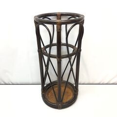 stp-3108　ラタンの傘立て　ダークブラウン　籐家具　玄関収...