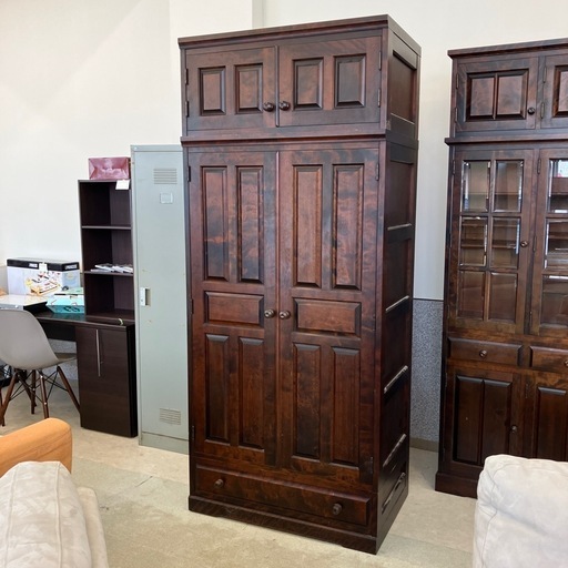 ☆値下げ☆　AH2504-069 配送不可 北海道民芸家具 ワードローブクローゼット 3分割可 キズ汚れ有り