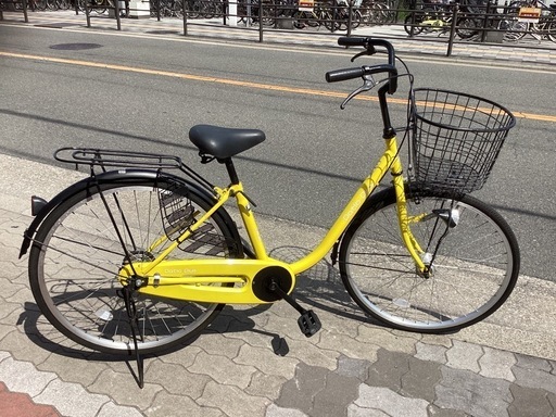 ♪ジモティー特価♪乗り降りがしやすいL型フレーム・自動点灯ＬＥＤオートライト付き2６型ファミリーサイクル　中古自転車