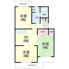 🍉マンションロイヤルアイリス502号室🍉💥✨仲介手数料0円✨敷金・礼金なし（0円・ゼロ）物件✨★間取り3DK（和6帖、洋室6帖、洋室6帖　DK6帖）★お家賃47,000円 - 掛川市