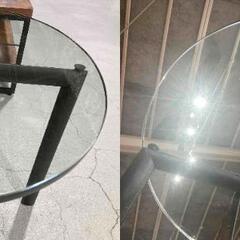 ★ガラスサイドテーブル★ヴィンテージ調 コーヒーテーブル アイアン+ガラス W65cm オーバル 楕円 モダン インダストリアル オールドアメリカン の画像