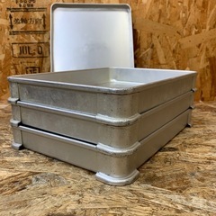 a(7136) 業務用 システムバット 3個 フタ付き 小々40 餃子バット 調理用品 中古 飲食店 店舗 厨房用 アカオアルミ AKAO 硬質アルミの画像