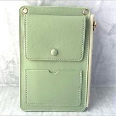 【未使用】スマホポーチ 大画面スマホ対応 ポシェット グリーンの画像