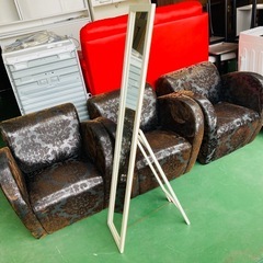 値下げ　スタンドミラー YAMAZEN 姿見　全身鏡　木製　白の画像