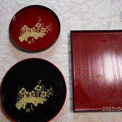 中古品・お盆・まるが2個・長方形１個