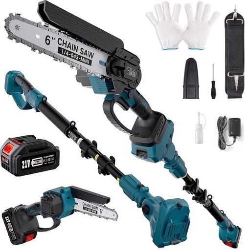 お取り引き中【未使用】小型チェーンソー 高枝切りハサミ 6インチ 軽量 バッテリー付き