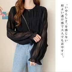 新品 タグ付き シフォントップス 黒の画像