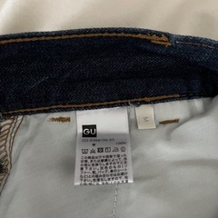 GU ダークブルー デニム ロングスカートの画像