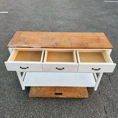 【ジモティ限定特価】 収納家具 キッチンカウンター カウンターボード 西洋風 ホワイト アンティーク風 キッチン家具 Y1191の画像