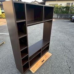 【ジモティ限定特価】 TVボード 壁面タイプ ブラウンカラー 収納家具 大容量収納 高さ調節可能 H1500×W1200×D300 テレビボード Y1194の画像