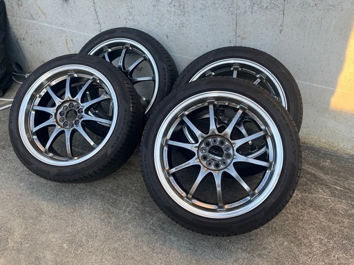ダークシルバー☆鍛造 ☆軽量 RAYS VOLK ボルク CE28N 7.5-18+47 5H100 18インチ ホイール 4本タイヤバリ山