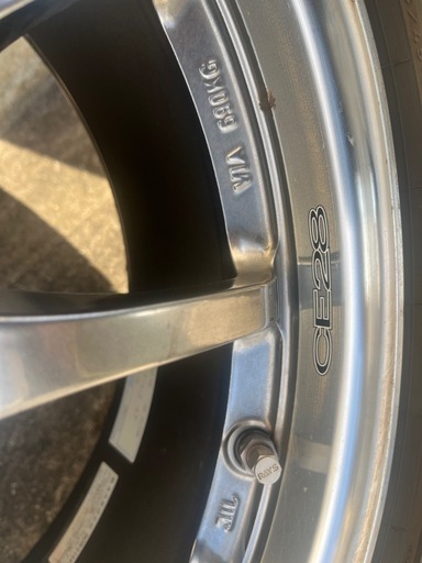 ダークシルバー☆鍛造 ☆軽量 RAYS VOLK ボルク CE28N 7.5-18+47 5H100 18インチ ホイール 4本タイヤバリ山