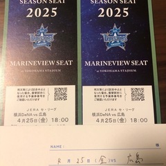 ベイスターズ　チケット　2025/4/25