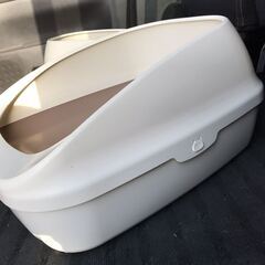 デオトイレ　猫トイレ　本体 ハーフカバー シルキーホワイト　猫の室内用トイレの画像