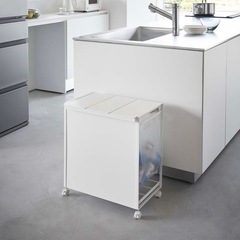 期間限定価格 tower  分別ゴミ箱 ダストワゴン 蓋付き 目隠し付きの画像