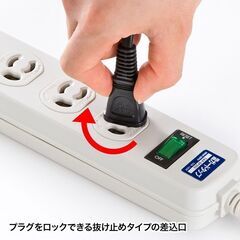 サンワサプライ 電源タップ 雷ガード 抜け止め式 一括集中スイッチ付きの画像