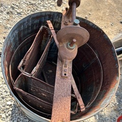 昭和レトロ　インテリア　養蜂器具 蜂蜜絞り機 遠心分離機 はちみつ 青 手動　の画像