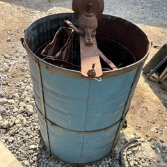 昭和レトロ　インテリア　養蜂器具 蜂蜜絞り機 遠心分離機 はちみつ 青 手動　の画像