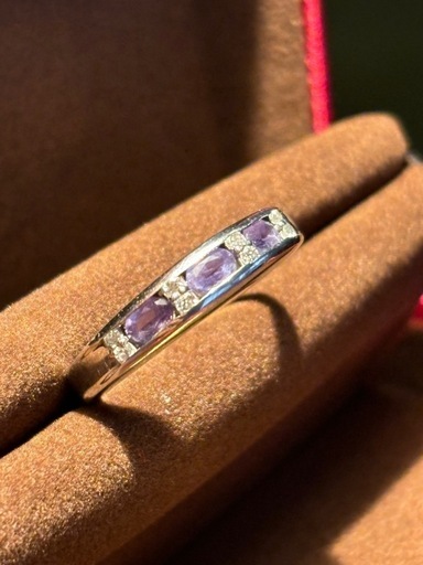 鑑別書付　天然アレキサンドライト　ダイヤモンド　リング　１１号　プラチナ