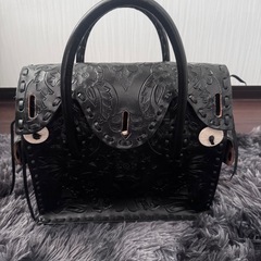 グレースコンチネンタル バック 黒 レトロフラワー