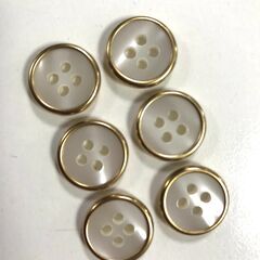 【引取限定】金縁ボタン4つ穴15mm 6個セット