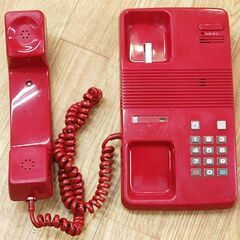 ジャンク扱い 昭和レトロ 電話機 レッド NTT 800P形新親子電話装置 PC-1PDTEL「タテ」 日本電信電話株式会社 赤 札幌市 清田区 平岡の画像