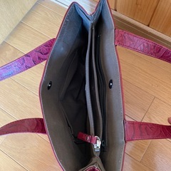 レザー風ハンドバッグ　赤の画像