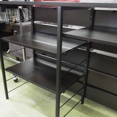 ◆未使用品 ゴミ箱収納キッチンカウンター エメリー（emery）120cm幅 背板ありタイプ ダストボックスラック レンジ台 収納棚 ブラウン×ブラックの画像