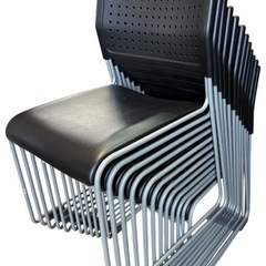 NO.2340【在庫12脚】アイリスチトセ スタッキングチェア ASL-110-PV-黒 ブラック 会議用 オフィス 中古の画像