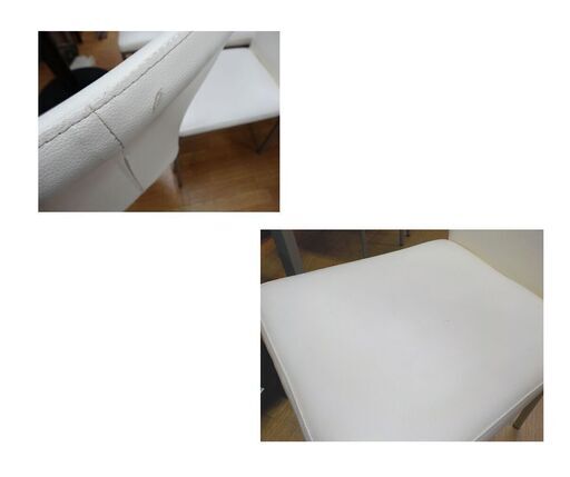 4人掛けダイニングセット エナメル天板 幅119.5㎝ 椅子4脚 食卓テーブル ホワイト 西岡店