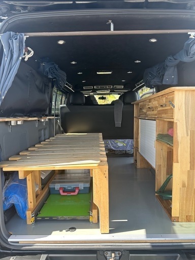 ハイエーススライドベッドキット&ミニシンク付き棚