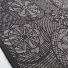 反物 大島紬 着尺 正絹 紫系 源氏車 糸留めあり 伝承工芸品 女性着物用 生地 未仕立て カジュアル リメイクにも 【キモノオフ野々市若松店】の画像