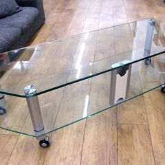 ガラス テレビ台 テレビボード キャスター付き TV台 TVボード サイドボード 収納ラック 収納家具  札幌市 厚別区の画像