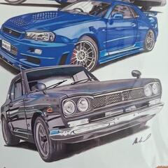 新品未使用/20㌢×30㌢ブリキ看板　ダットサン/日産スカイラインの画像